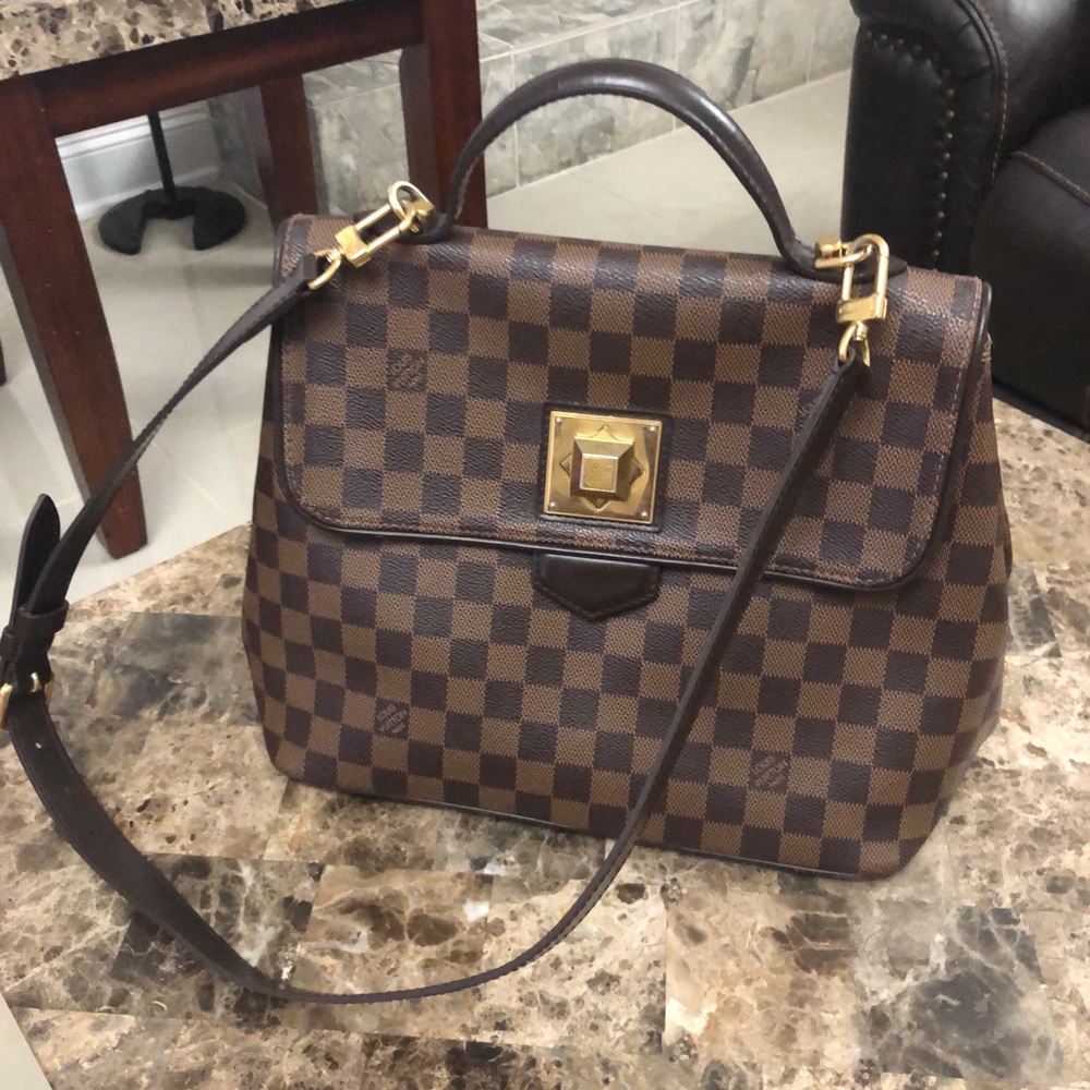 Auth LV Bergamo PM Browns Damier 2/Way carry Bag
